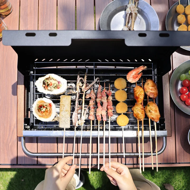 Camping Cooking Requirements - เตาย่างถ่านพับได้ น้ำหนักเบา โครงสร้างโลหะ ไม่ต้องประกอบ เหมาะสำหรับตั้งแคมป์และปิกนิกกลางแจ้ง ใช้เป็นเตาปรุงอาหารบนโต๊ะได้