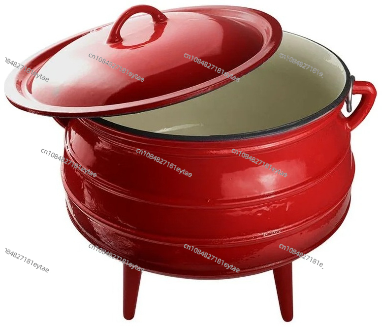 Camping Cooking Dutch Oven - หม้อเหล็กหล่อเคลือบแบบใหม่สำหรับตั้งแคมป์กลางแจ้งและทำอาหารที่บ้าน ขนาด 7.8 ลิตร แบบสามขา หม้อต้ม