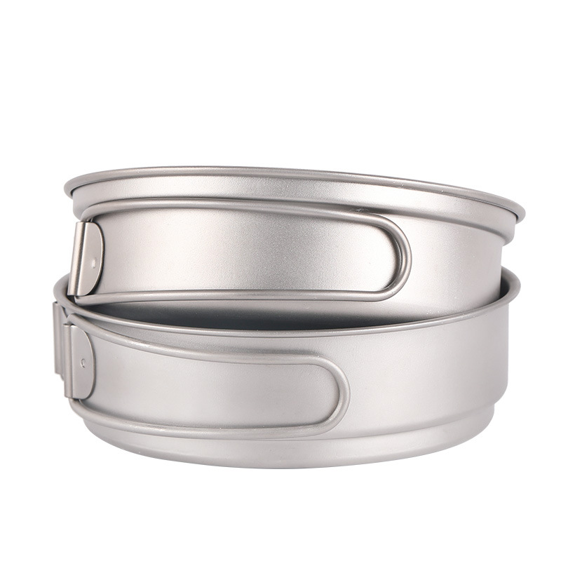 Camping Cooking Frying Pan - กระทะทำอาหารไทเทเนียมสำหรับตั้งแคมป์ 15 ซม. กระทะทอดแบบไม่ติดกระทะ น้ำหนักเบาเป็นพิเศษ