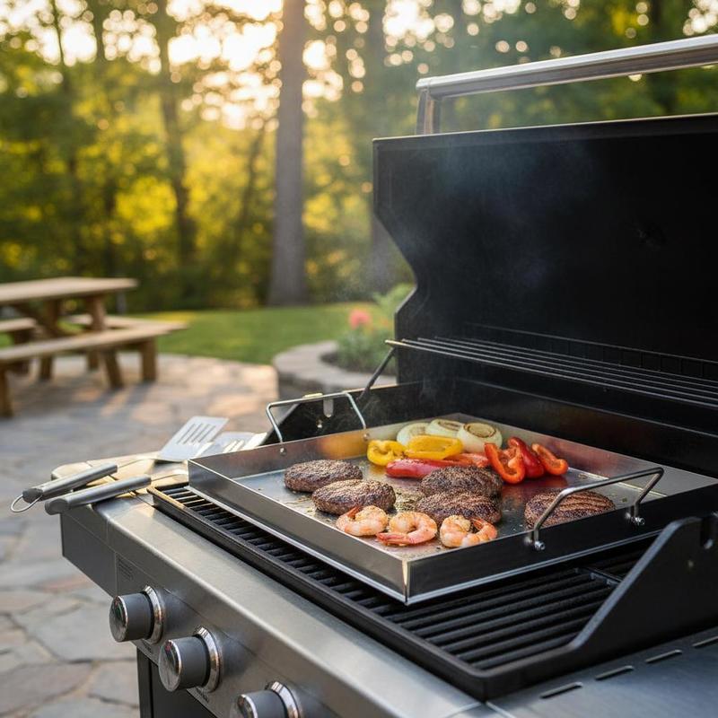 Camping Cooking Griddle - เตาปิ้งย่างแบบแบนขนาด 18x16 นิ้ว สำหรับแคมป์ปิ้ง ปาร์ตี้ งานสังสรรค์