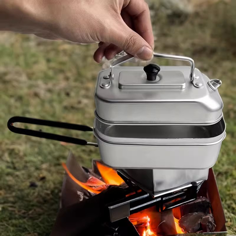 Camping Cooking Full Set - กาน้ำชาแบบพกพาสำหรับปิกนิกการตั้งแคมป์ท่องเที่ยวกาต้มน้ำรับประทานอาหารกลางแจ้งตกปลาแคมป์เดินป่ากาต้มน้ำในครัว