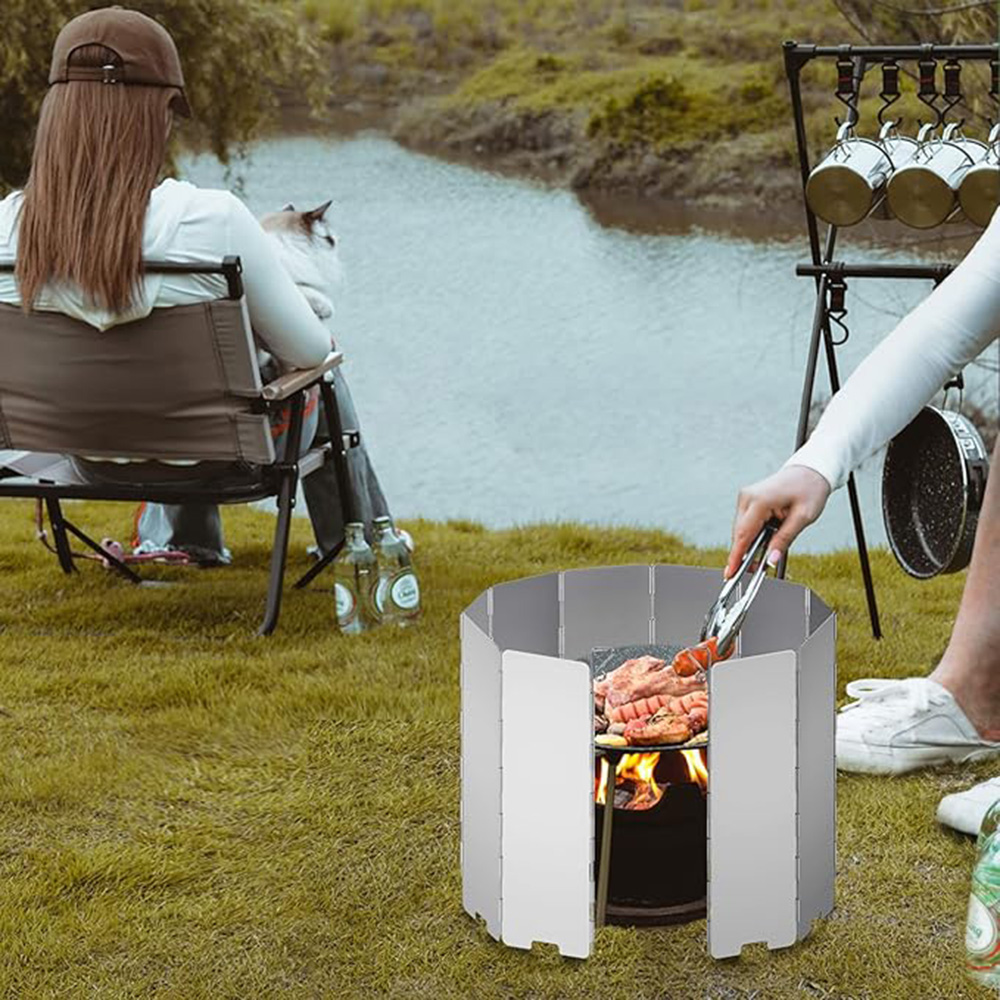 Camping Cooking Disc - แผ่นกันลมสำหรับเตาแก๊สแบบพับได้ 8/9/10/12/14/16 แผ่น น้ำหนักเบา สำหรับตั้งแคมป์ ปิกนิก
