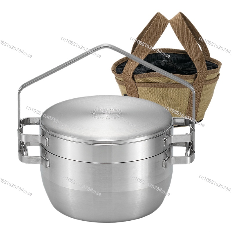 Camping Cooking Frying Pan - หม้อสแตนเลส DO-25 หนาพิเศษ สำหรับใช้งานกลางแจ้ง หม้อแขวน หม้อตุ๋น