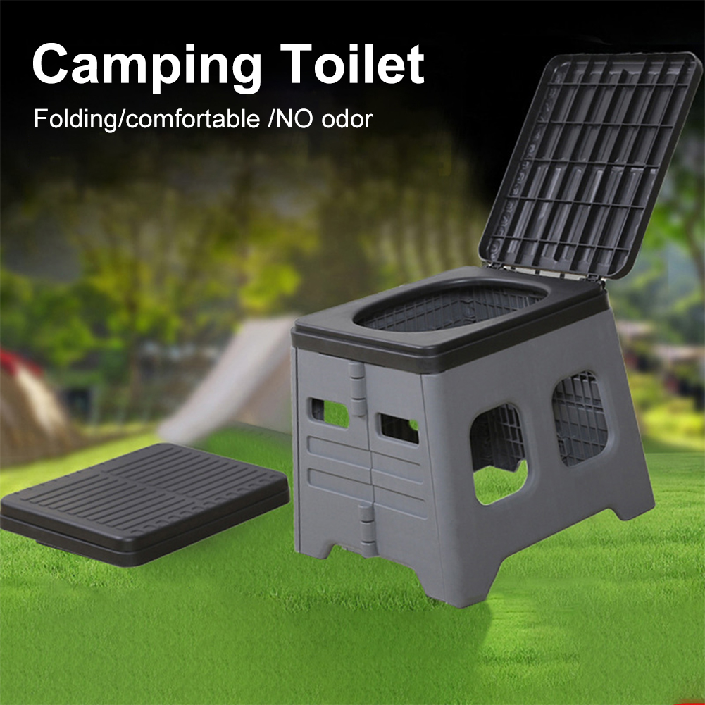 Camping Cooking Disc - ที่นั่งสุขภัณฑ์พับได้แบบพกพา พร้อมถุงขยะเสริม สำหรับตั้งแคมป์กลางแจ้ง โถปัสสาวะอเนกประสงค์ พับได้ ใช้ในกรณีฉุกเฉินสำหรับการเดินทาง