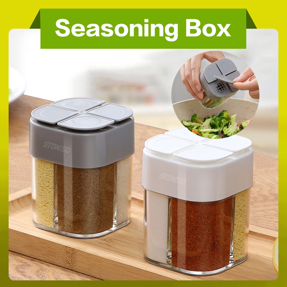 Camping Cooking Full Set - ชุดภาชนะใส่เครื่องเทศสำหรับตั้งแคมป์ 4 in 1 พร้อมฝาปิดสนิท, ชุดเครื่องเทศสำหรับทำอาหารและเดินทาง