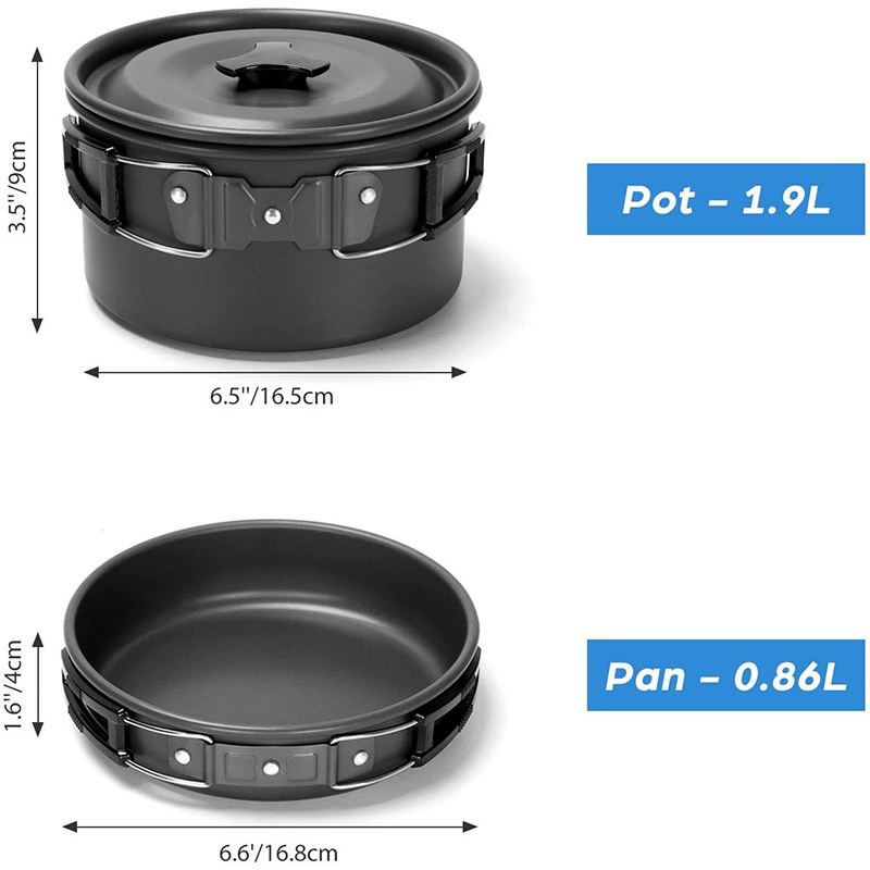 Camping Cooking Set Non Stick - 1 ชุดหม้อกลางแจ้ง กระทะ ชุดเครื่องครัวสำหรับตั้งแคมป์ ชุดทำอาหารปิคนิค ชุดภาชนะเคลือบกันติด
