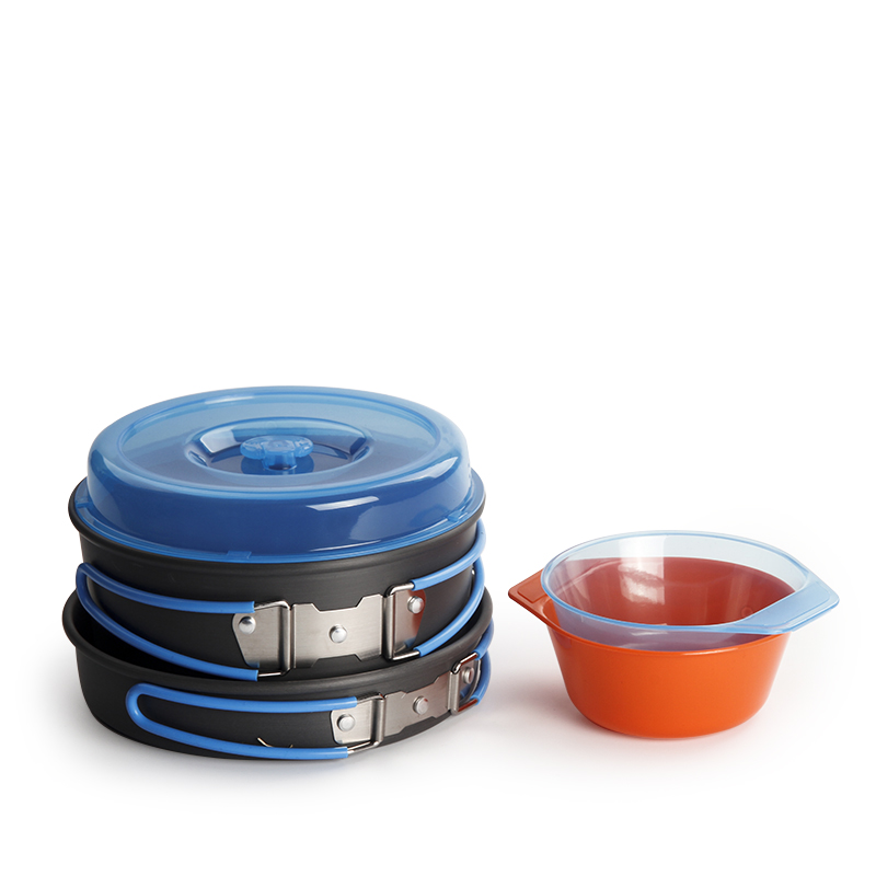 Camping Cooking Kit - เครื่องครัวตั้งแคมป์แบกเป้หม้อแพนชามชุดหม้อกลางแจ้งชุดทําอาหารบนโต๊ะอาหารอุปกรณ์ปิกนิกเดินป่า