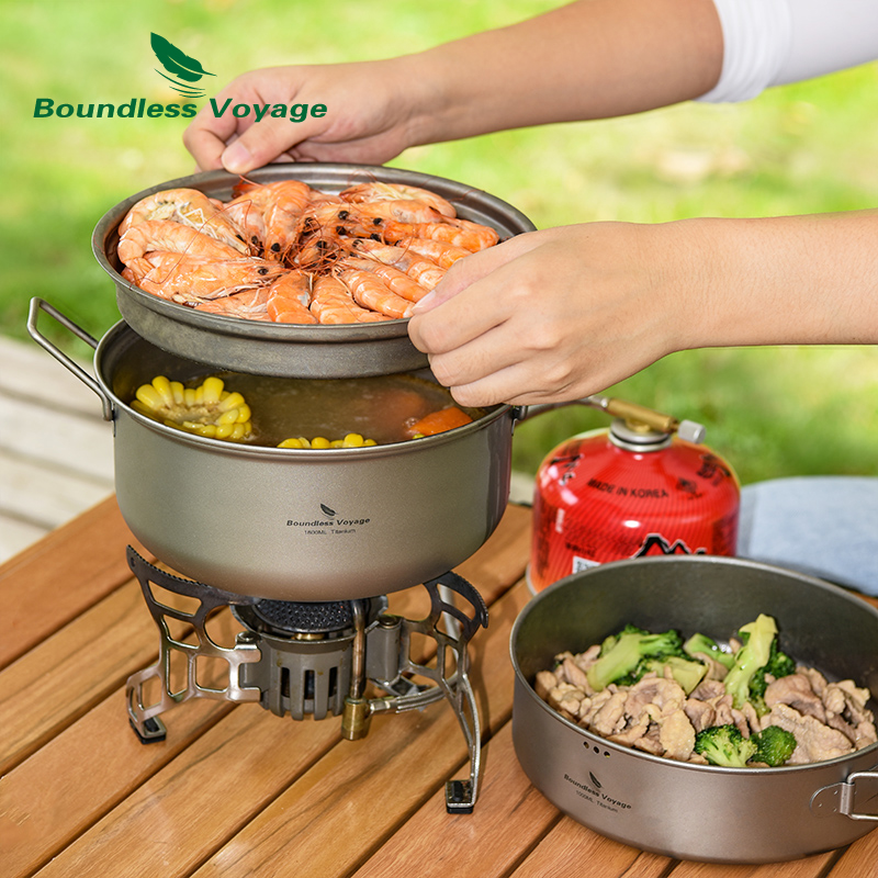 Boundless Voyage ไทเทเนียม Ste - Camping Cooking Frying Pan บทวิจารณ์และราคา