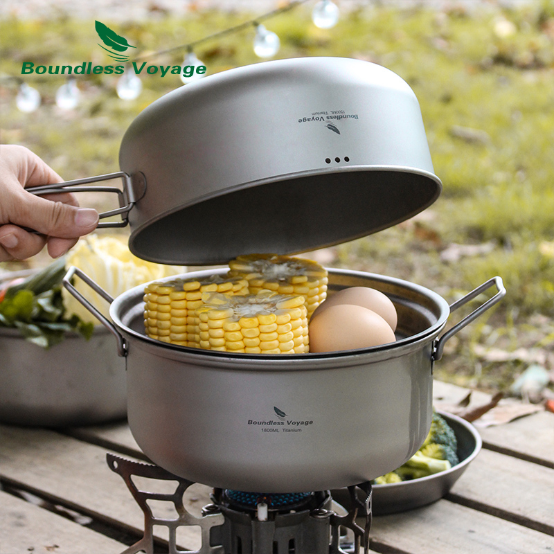 Boundless Voyage ไทเทเนียม Ste - Camping Cooking Frying Pan บทวิจารณ์และราคา