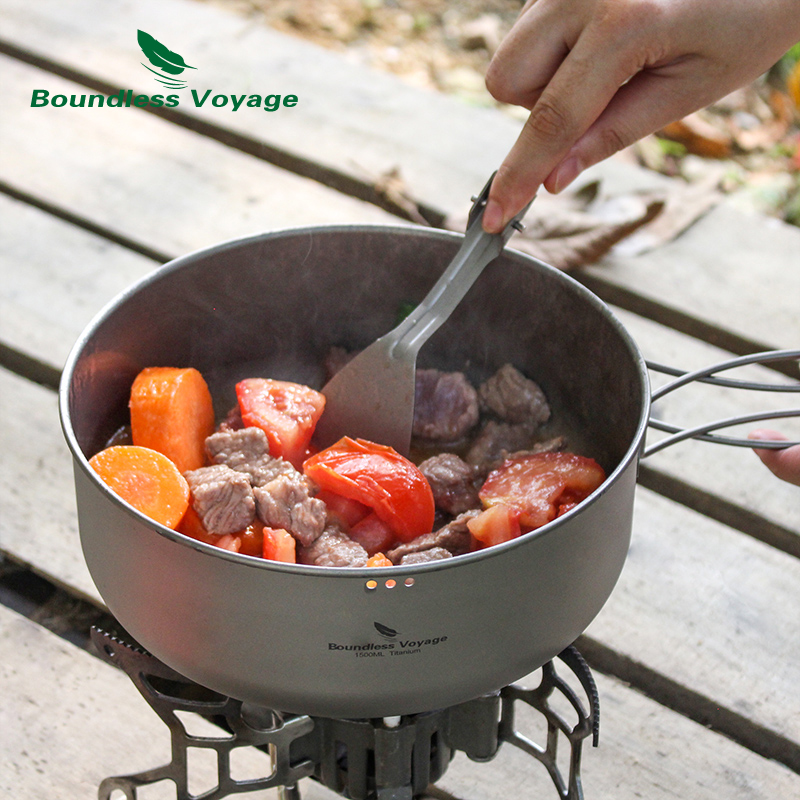 Boundless Voyage ไทเทเนียม Ste - Camping Cooking Frying Pan บทวิจารณ์และราคา