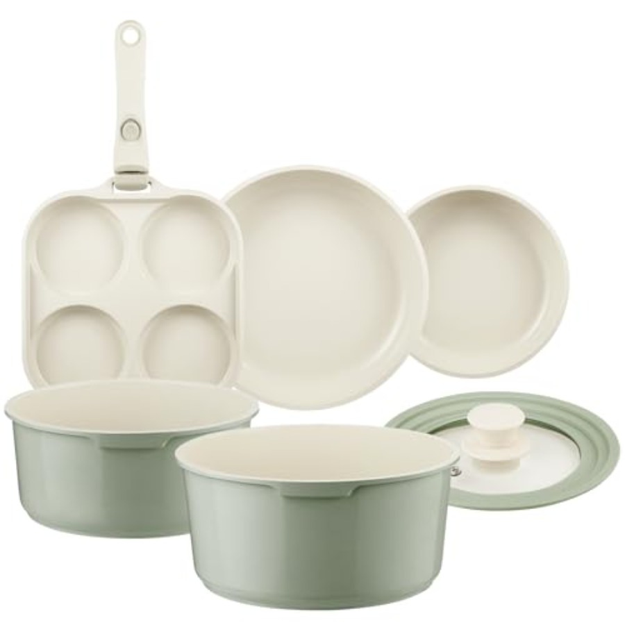 ชุดหม้อและกระทะเซรามิกเคลือบกั - Camping Cooking Set Detachable Handle บทวิจารณ์และราคา