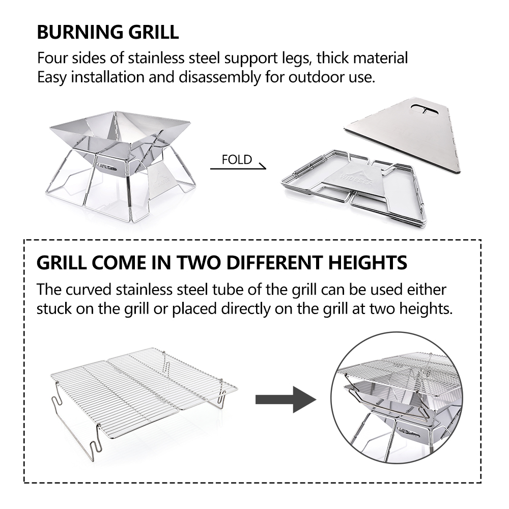 Widesea Windproof ไม้-Burning  - Camping Cooking Griddle บทวิจารณ์และราคา