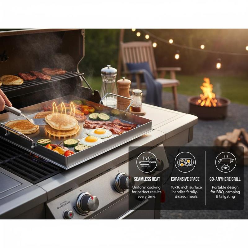 เตาปิ้งย่างแบบแบนขนาด 18x16 นิ - Camping Cooking Griddle บทวิจารณ์และราคา