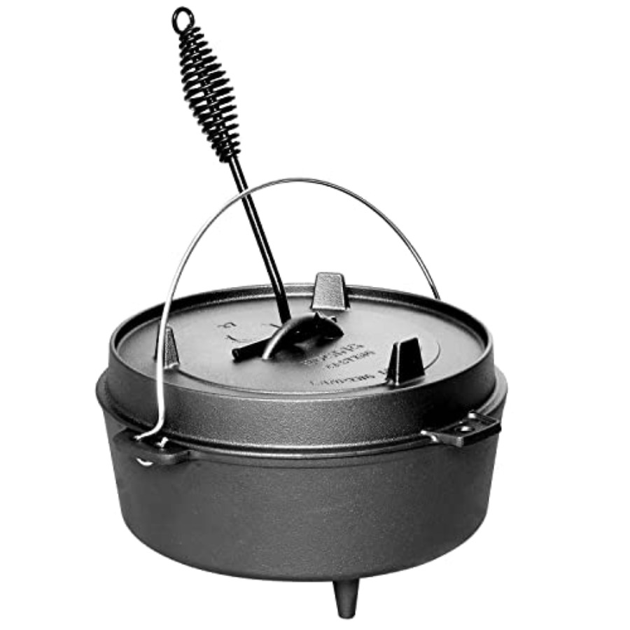 หม้อเหล็กหล่อเคลือบพร้อมฝาปิดแ - Camping Cooking Dutch Oven บทวิจารณ์และราคา