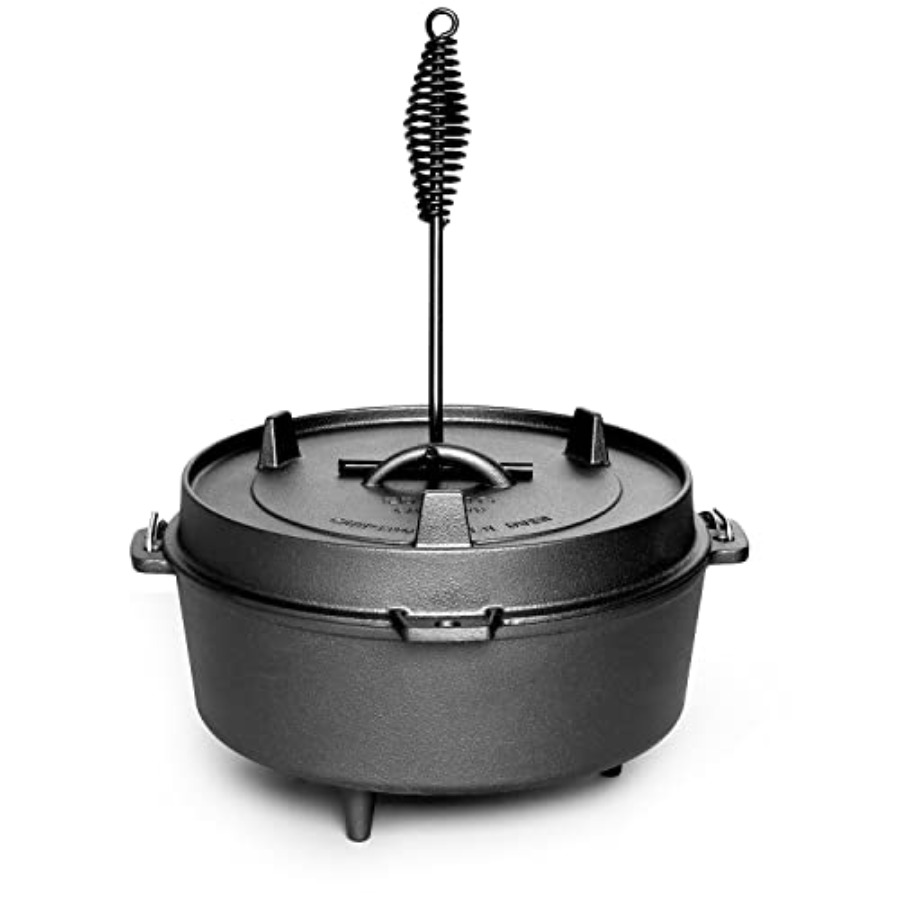 หม้อเหล็กหล่อเคลือบพร้อมฝาปิดแ - Camping Cooking Dutch Oven บทวิจารณ์และราคา