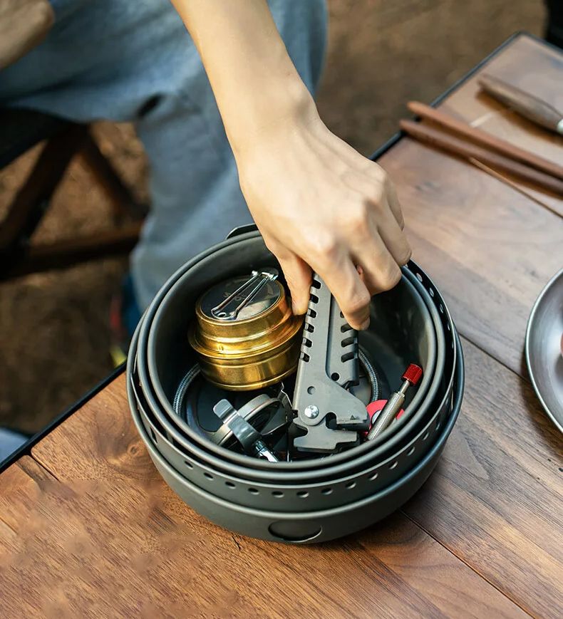 เตาแคมป์ปิ้งเตาแอลกอฮอล์หม้อทํ - Camping Cooking Full Set บทวิจารณ์และราคา