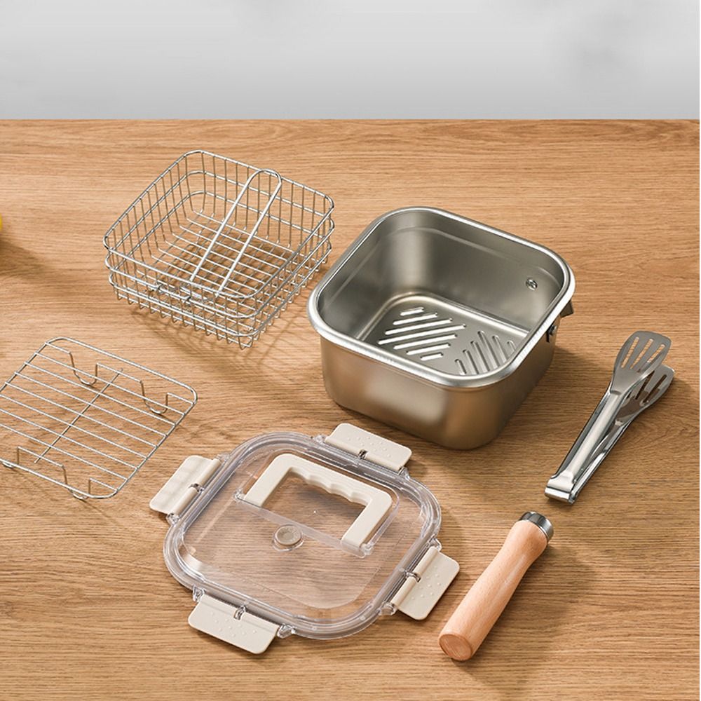 กระทะสแตนเลสแบบพกพา รูปทรงสี่เ - Camping Cooking Set Non Stick บทวิจารณ์และราคา