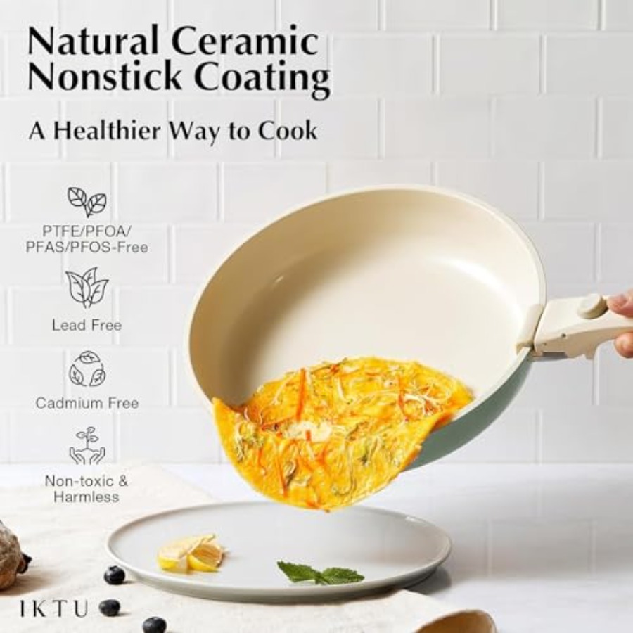 ชุดหม้อและกระทะเซรามิกเคลือบกั - Camping Cooking Set Detachable Handle บทวิจารณ์และราคา