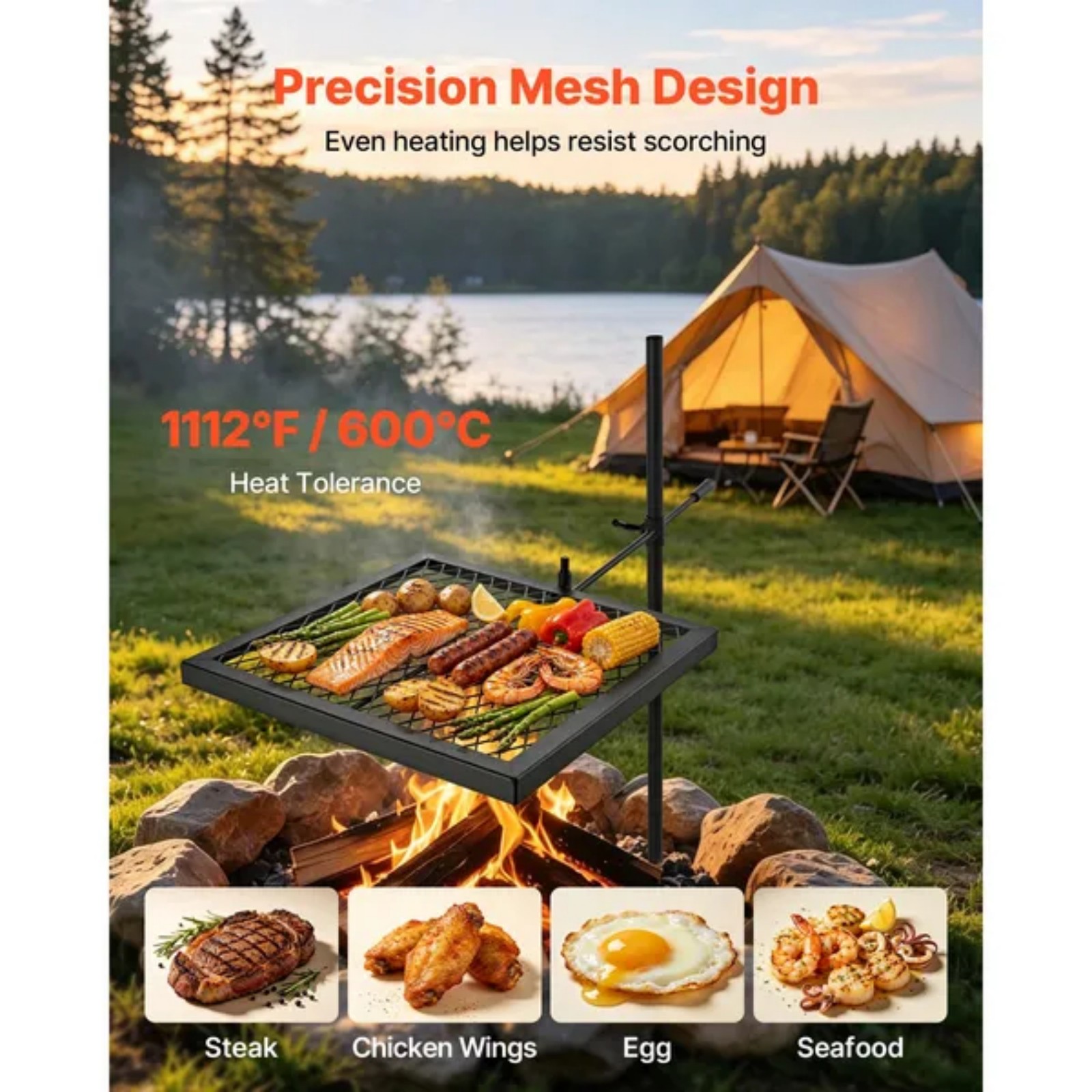 เตาย่างแบบหมุนสำหรับแคมป์ปิ้งแ - Camping Cooking Over Fire บทวิจารณ์และราคา