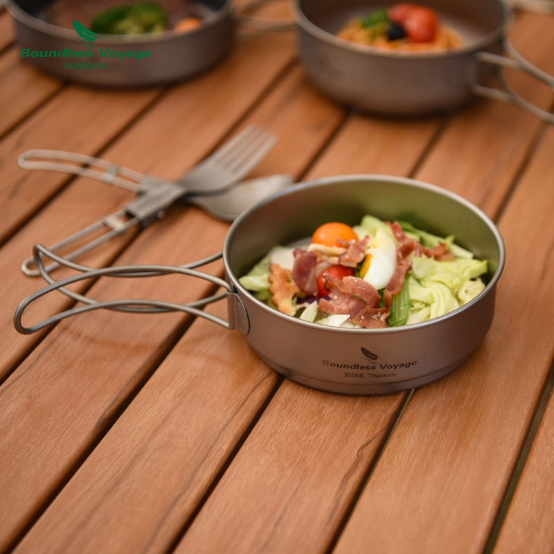 ชุดหม้อด้ามจับพับได้ไทเทเนียมบ - Camping Cooking Frying Pan บทวิจารณ์และราคา