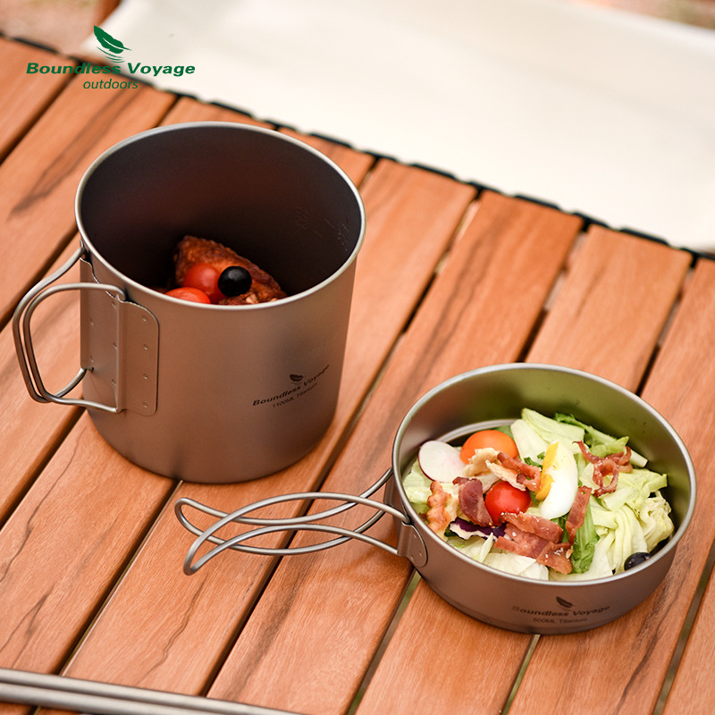 ชุดหม้อด้ามจับพับได้ไทเทเนียมบ - Camping Cooking Frying Pan บทวิจารณ์และราคา