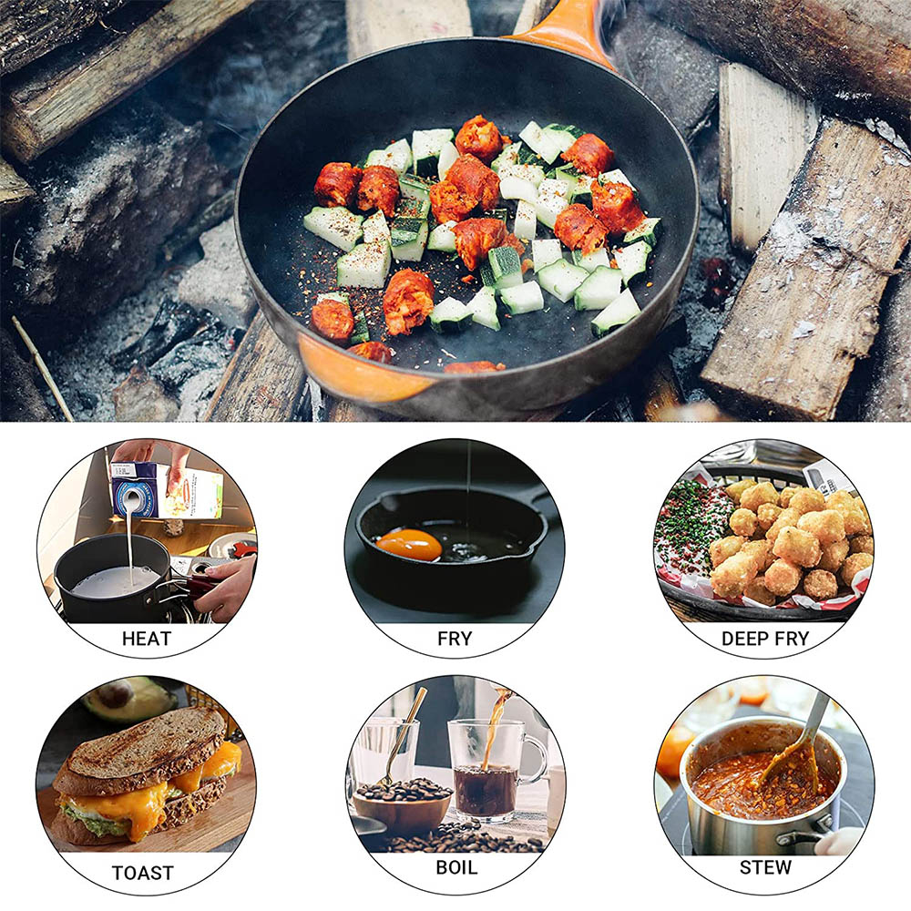ชุดหม้อปิกนิกสำหรับทำอาหารกลาง - Camping Cooking Frying Pan บทวิจารณ์และราคา