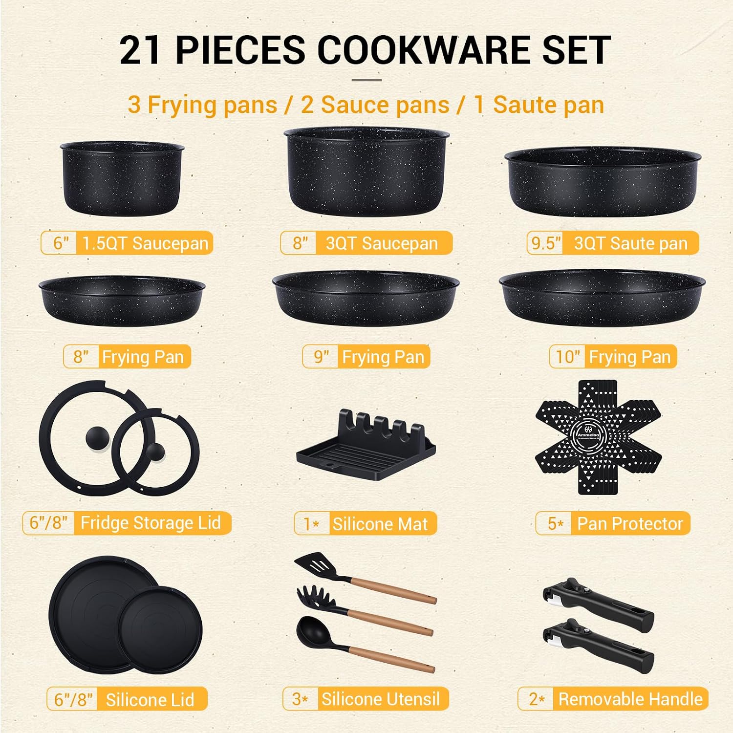 ชุดเครื่องครัวเซรามิก 21 ชิ้น  - Camping Cooking Set Detachable Handle บทวิจารณ์และราคา