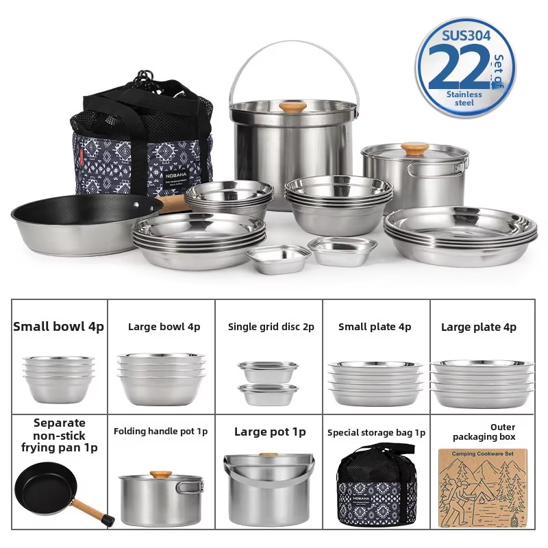 NOBANA ใหม่ล่าสุดกลางแจ้งชุดหม - Camping Cooking Full Set บทวิจารณ์และราคา