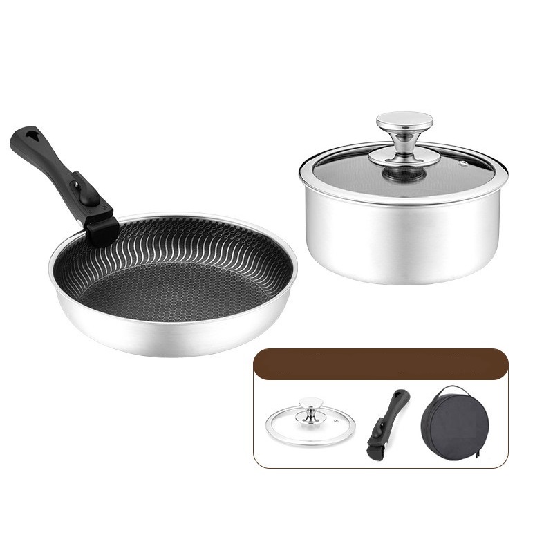 ชุดเครื่องครัวสแตนเลส 3 ชั้น 6 - Camping Cooking Set Detachable Handle บทวิจารณ์และราคา