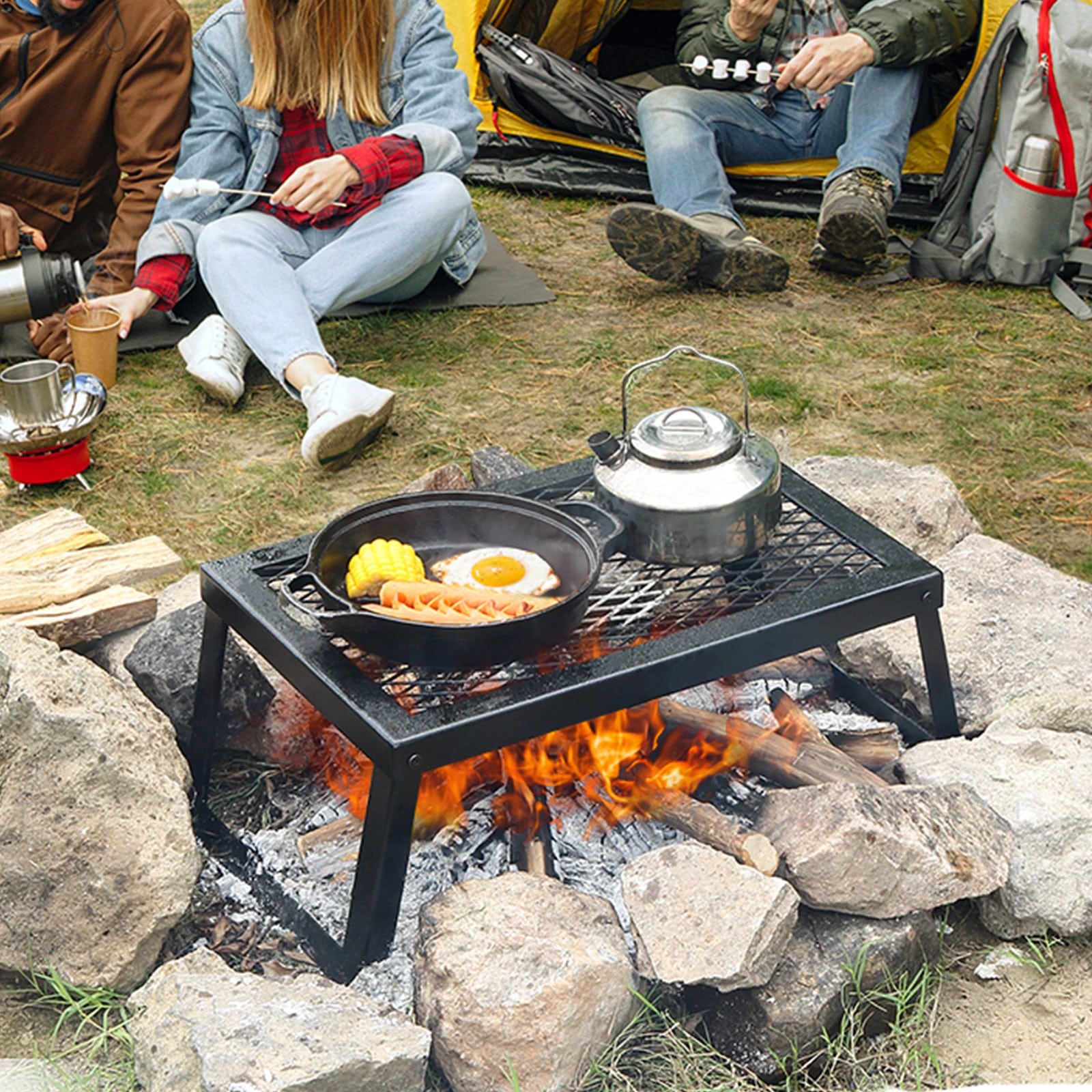 ตะแกรงย่างพับได้/หมุนได้สำหรับ - Camping Cooking Over Fire บทวิจารณ์และราคา