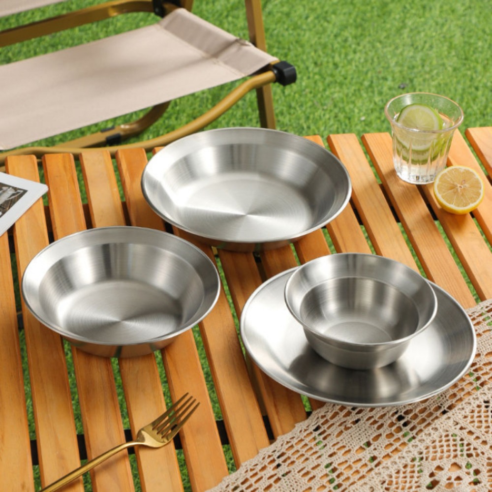 ชุดช้อนส้อมสแตนเลส จานและชาม ช - Camping Cooking Disc บทวิจารณ์และราคา