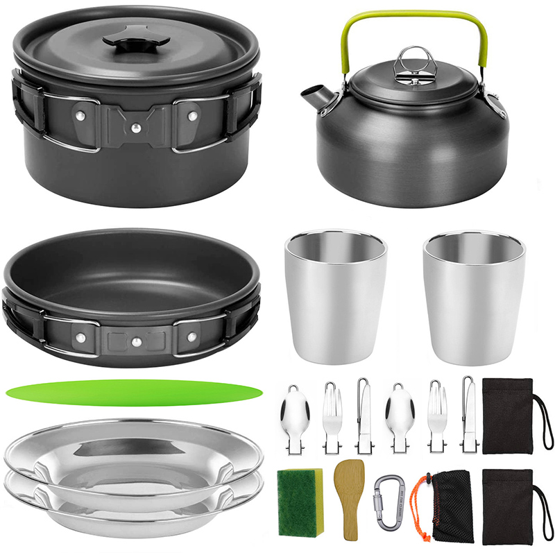 1 ชุดหม้อกลางแจ้ง กระทะ ชุดเคร - Camping Cooking Set Non Stick บทวิจารณ์และราคา