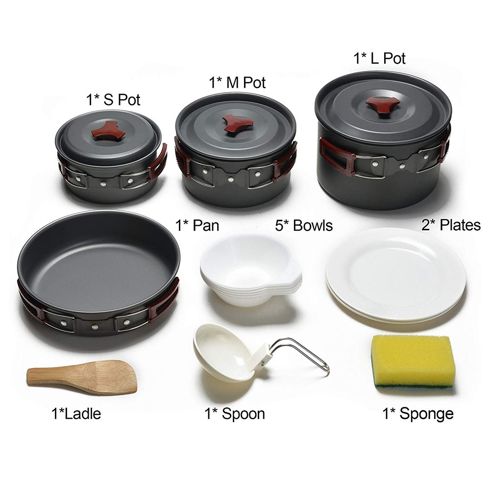 ชุดเครื่องครัวตั้งแคมป์กลางแจ้ - Camping Cooking Set Non Stick บทวิจารณ์และราคา