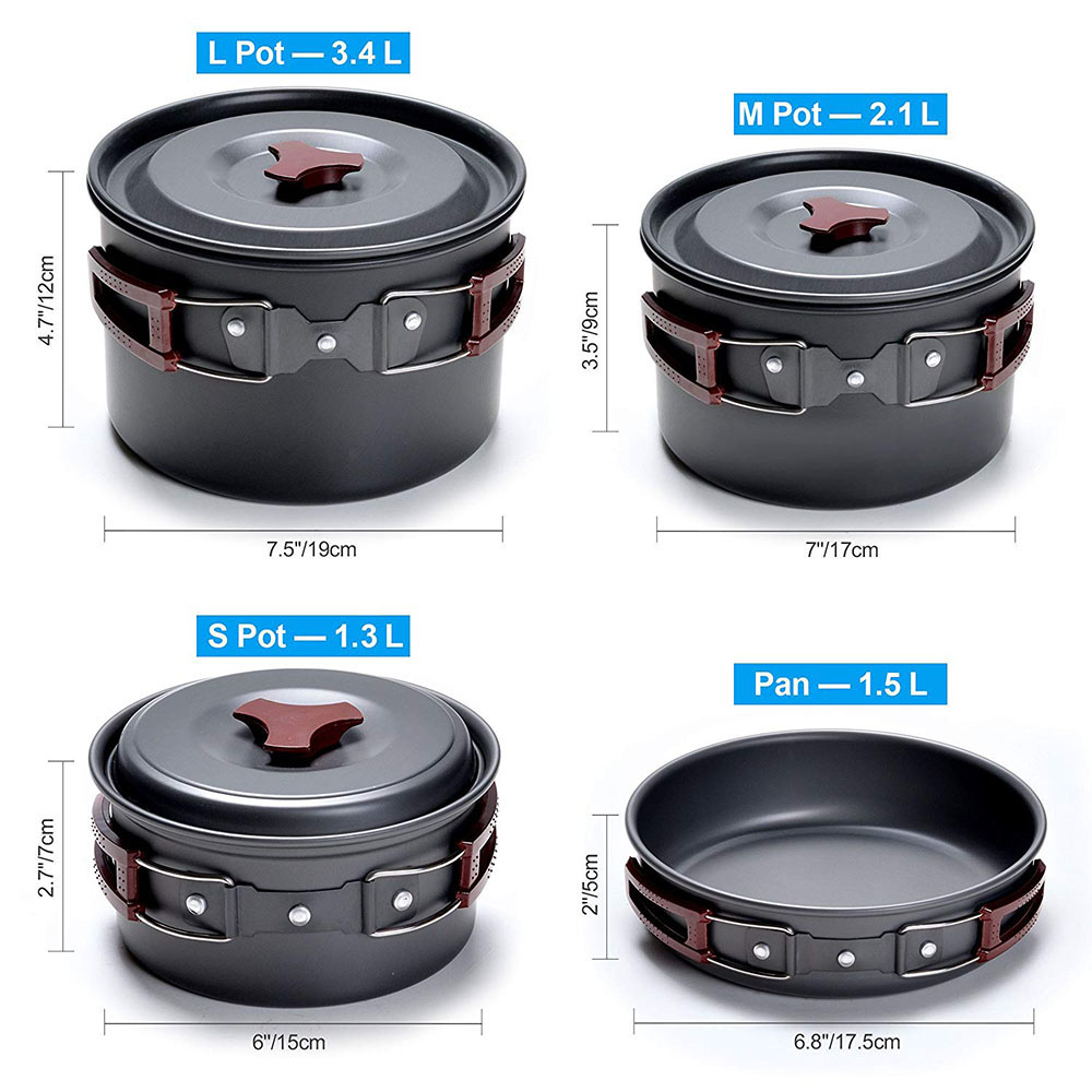 ชุดเครื่องครัวตั้งแคมป์กลางแจ้ - Camping Cooking Set Non Stick บทวิจารณ์และราคา
