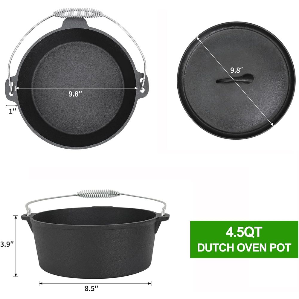 ชุดเครื่องครัวเหล็กหล่อ 8 ชิ้น - Camping Cooking Dutch Oven บทวิจารณ์และราคา