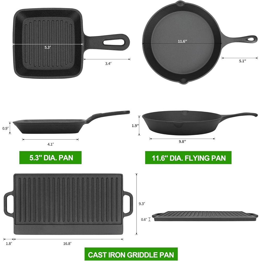 ชุดเครื่องครัวเหล็กหล่อ 8 ชิ้น - Camping Cooking Dutch Oven บทวิจารณ์และราคา