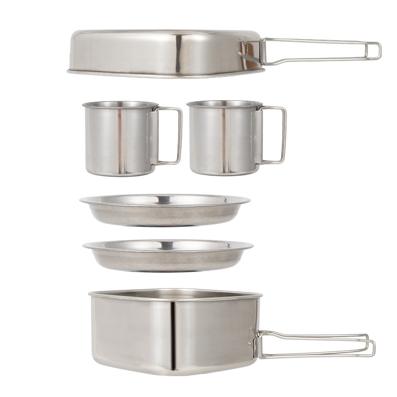6PCS หม้อกลางแจ้ง Camping เครื - Camping Cooking Frying Pan บทวิจารณ์และราคา