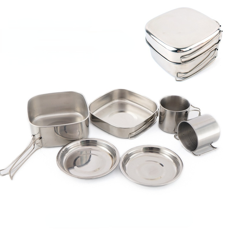 6PCS หม้อกลางแจ้ง Camping เครื - Camping Cooking Frying Pan บทวิจารณ์และราคา